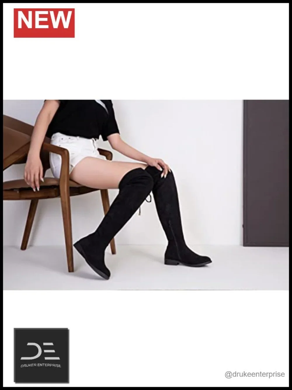 Women's Over the Knee Flat Heel Thigh High Boots Synthetic Suede Zip